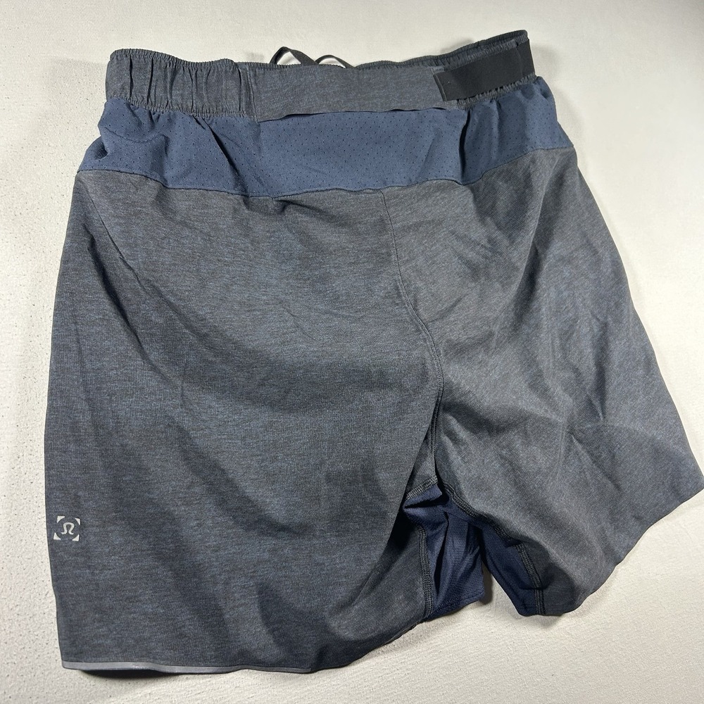 Lululemon Surge Lined Shorts Mens M Blue Gray Drawstring Run LM7AB2SC 6in Inseam